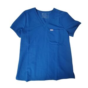 Figs Scrub Technical Vneck Top Small Blue